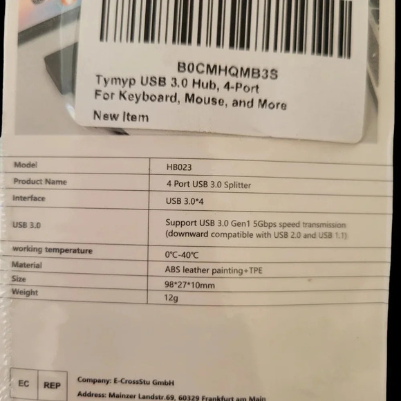 NIB 4 Port USB 3.0 Splitter, Black - Picture 4 of 5